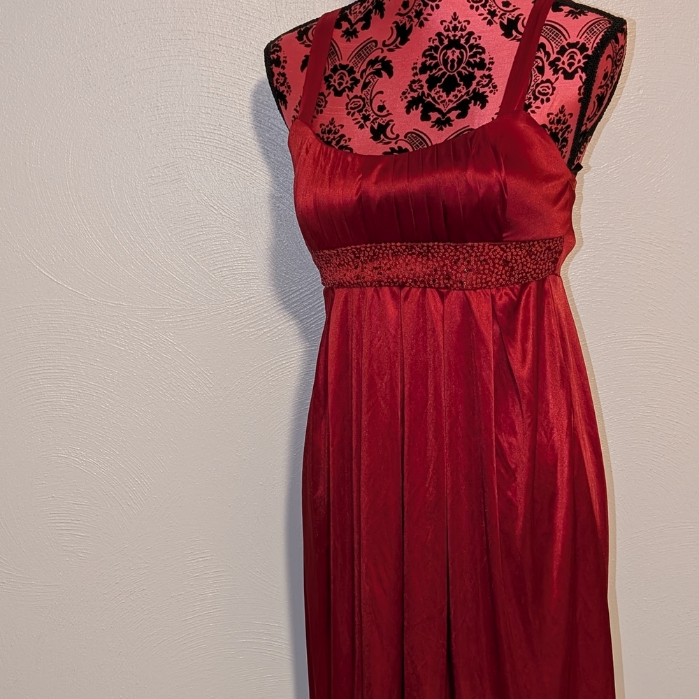 Red Silky Satin Like Mini Dress